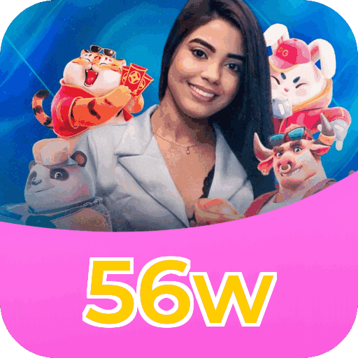 Interface do aplicativo 56w mostrando jogos disponíveis no iOS e Android